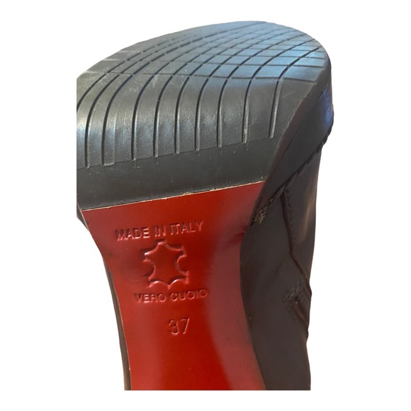 Charles David leather military platform knee high heeled boot, zip & lace up. 37 - Picture 13 of 16